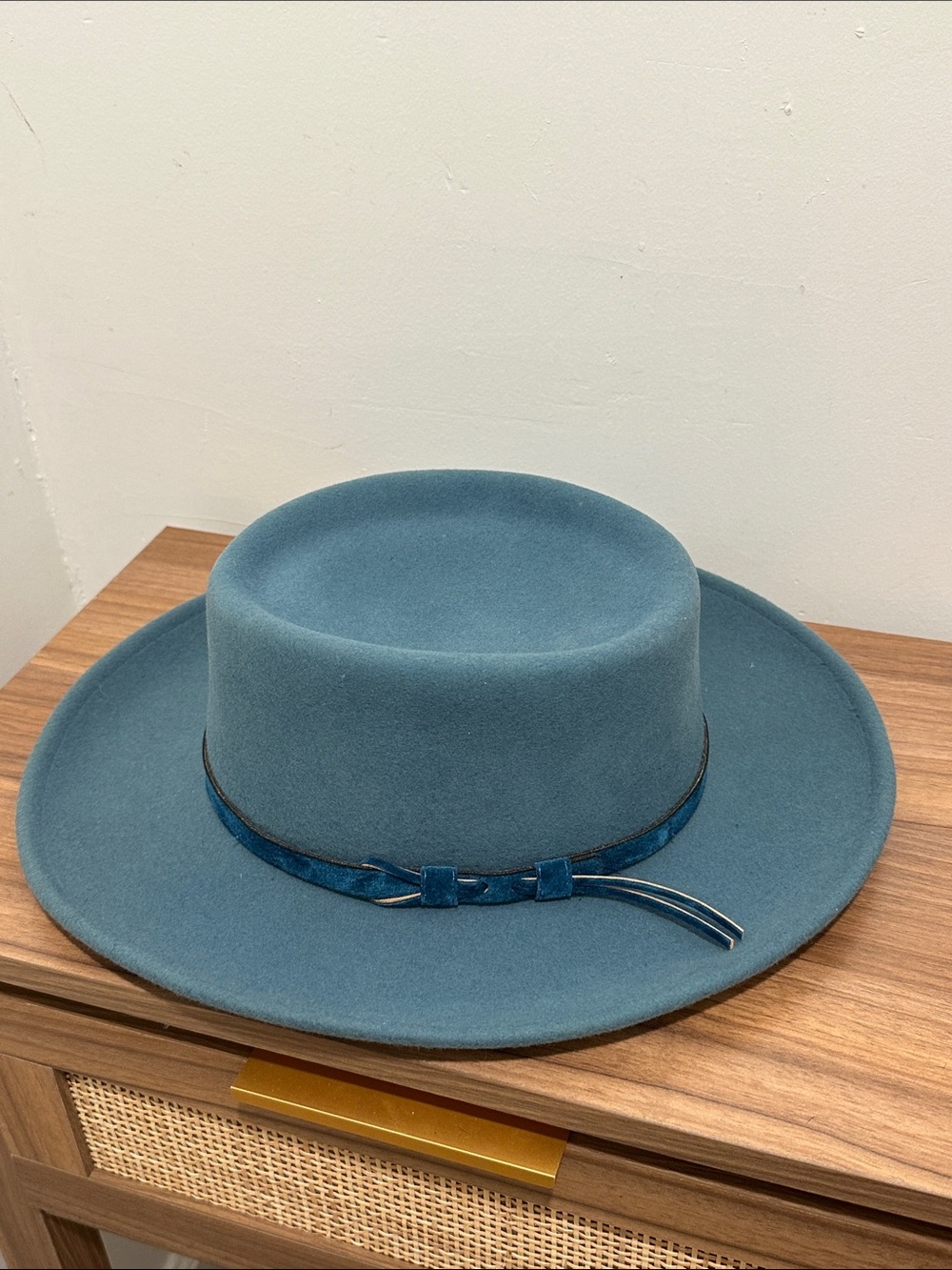 Leisure Felt , Men's Teal Wool Felt Rancher Hat with Decorative Band